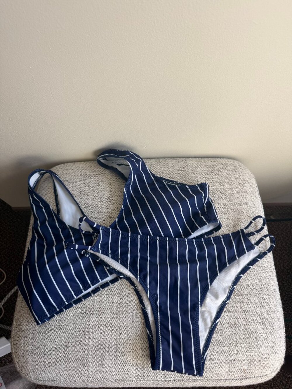 Navy striped bikini set